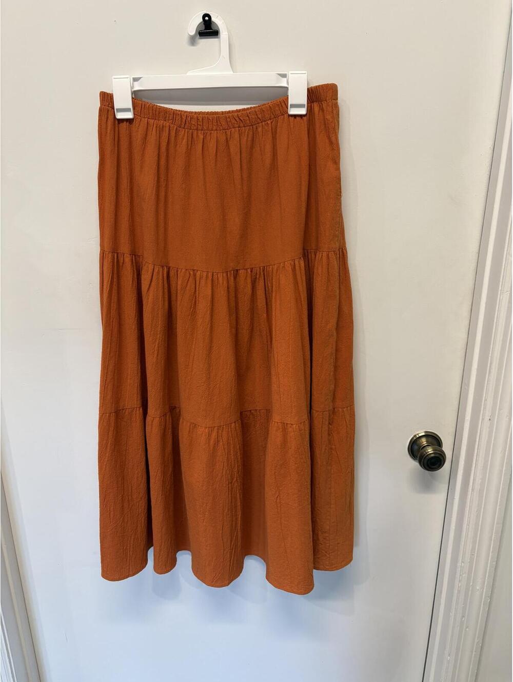 1979 ILGWO (Inc Ladies Garment Workers Union) Orange Tiered Maxi Skirt Waist 15